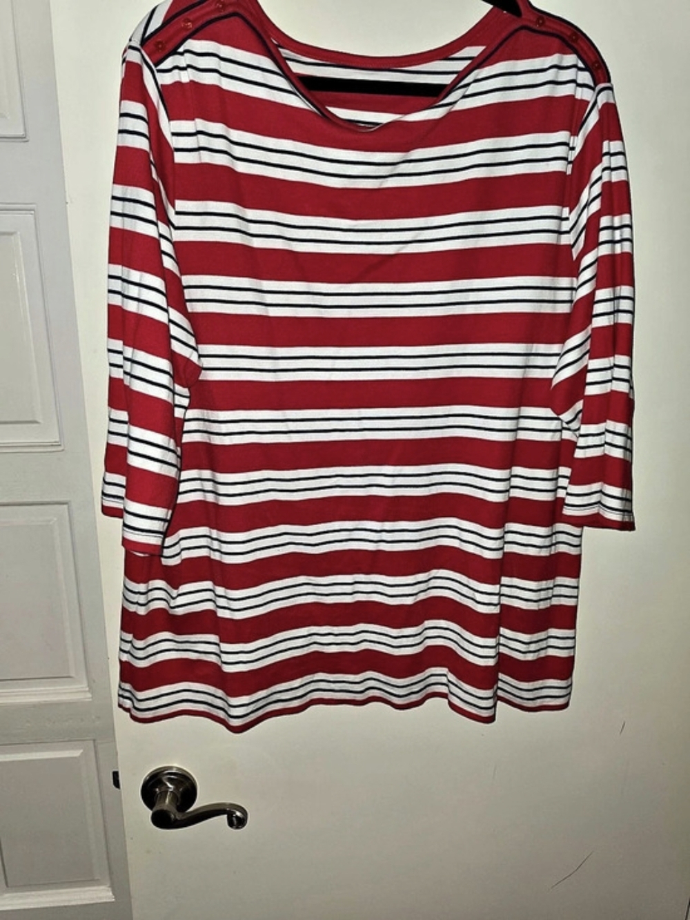 Karen Kane Striped Long Sleeve Top in Red & White Size 2X Like New